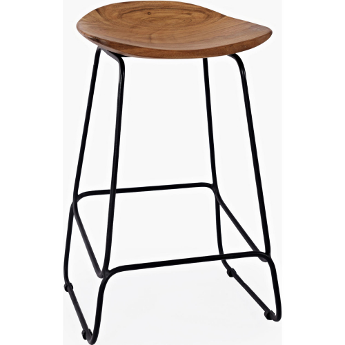 Nature's Edge Backless Counter Stool in Natural Acacia & Iron (Set of 3)